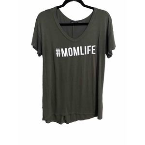 Sweet Claire Women’s Medium Top Green Short Sleeve Mom Life Shirt V Neck